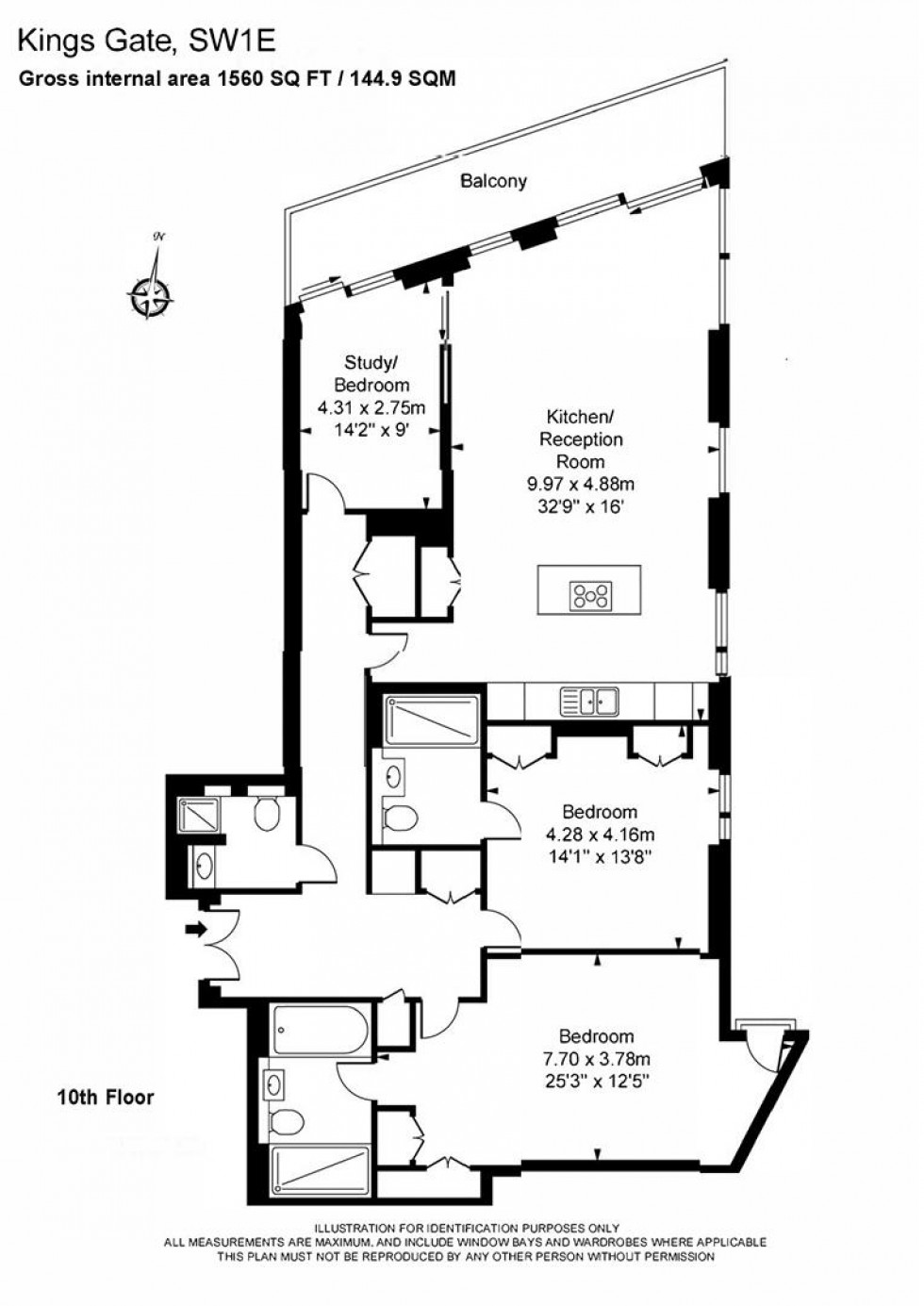 Floorplan for Kings Gate, Victoria, SW1E 6AN